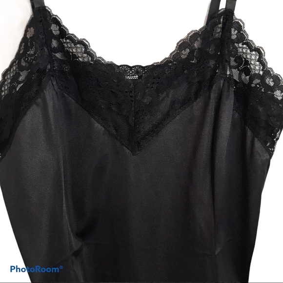 Camisole Top Black with Lace Slip Vintage Tank Top - Picture 2 of 6